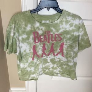green beatles cropped tee
